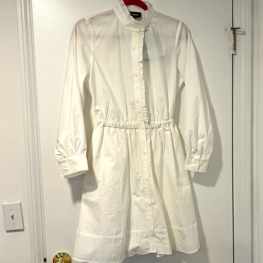 Kooples 100% Cotton Ruffle Collar  Long Sleeve Mini Dress NWT MSRP $275